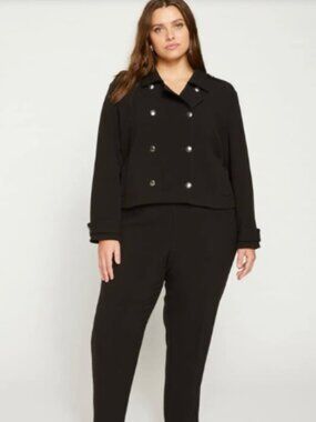 UNIVERSAL STANDARD Nadia Military Crepe Jacket Black Size Large